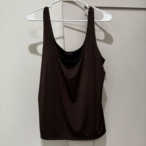 Express Body Contour High Compression Square Neck Tank - Brown